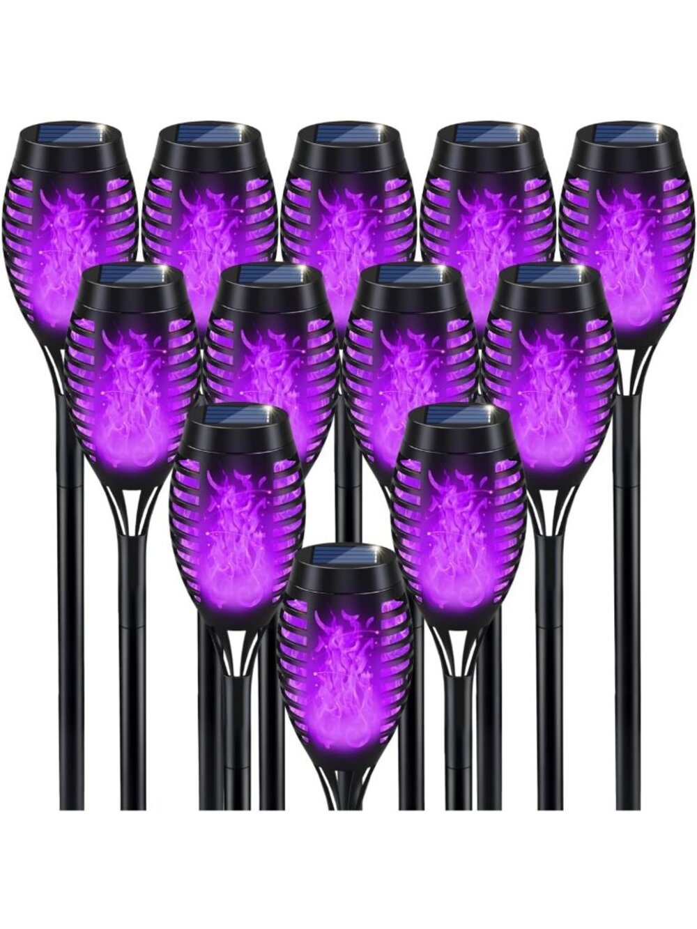 Flickering Flame Purple Solar Halloween Lights for Outdoor Decor & Parties
